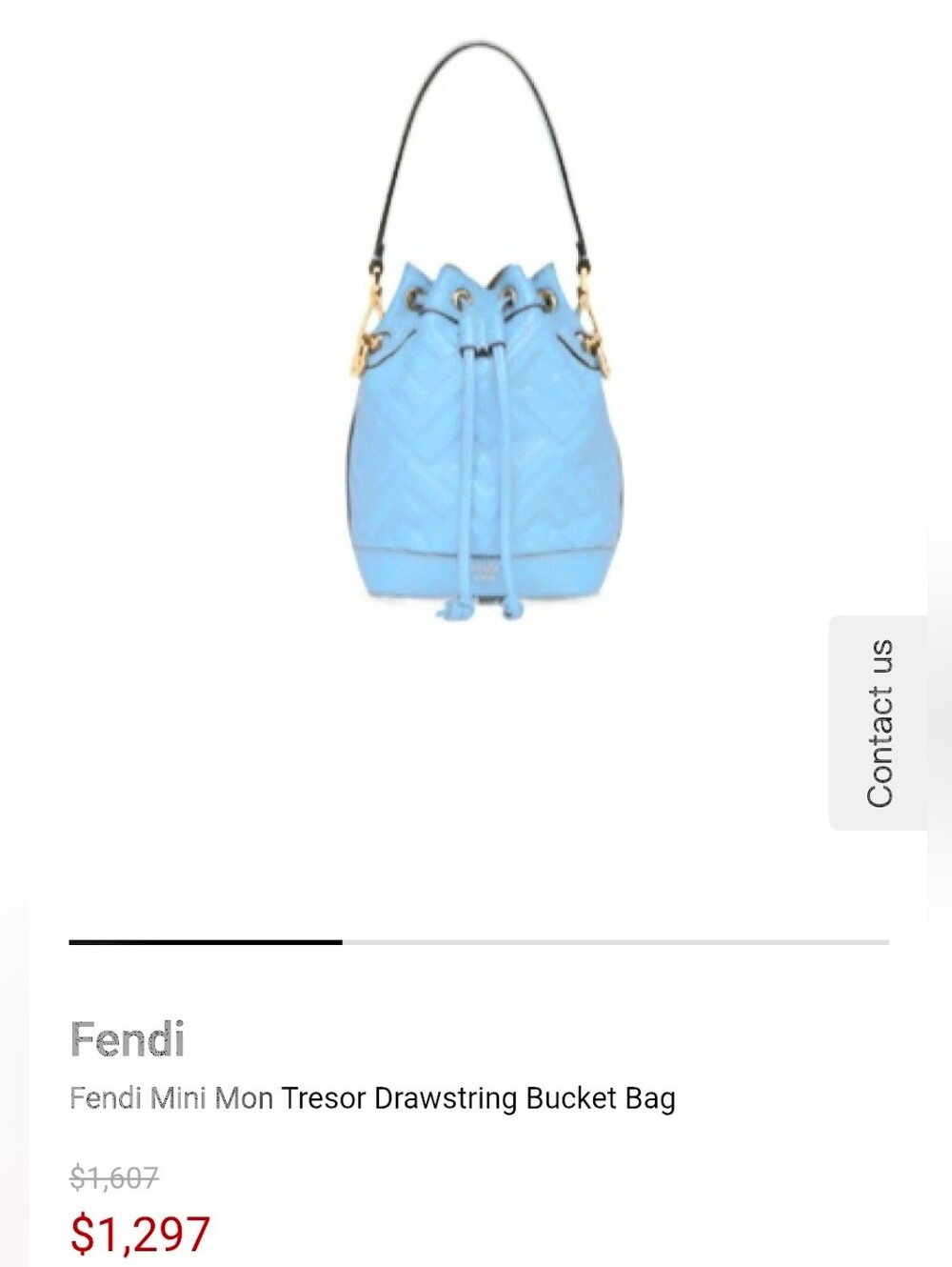 New!!! Fendi Mini Mon Tresor Light Blue Drawstring Bucket Bag - Copy